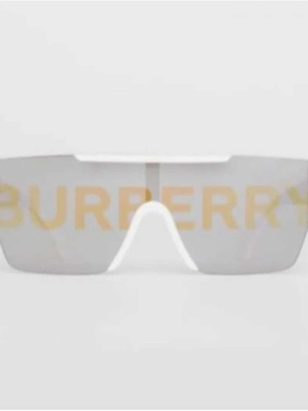 Burberry White Shield Visor Sunglasses with Mirrored Lens